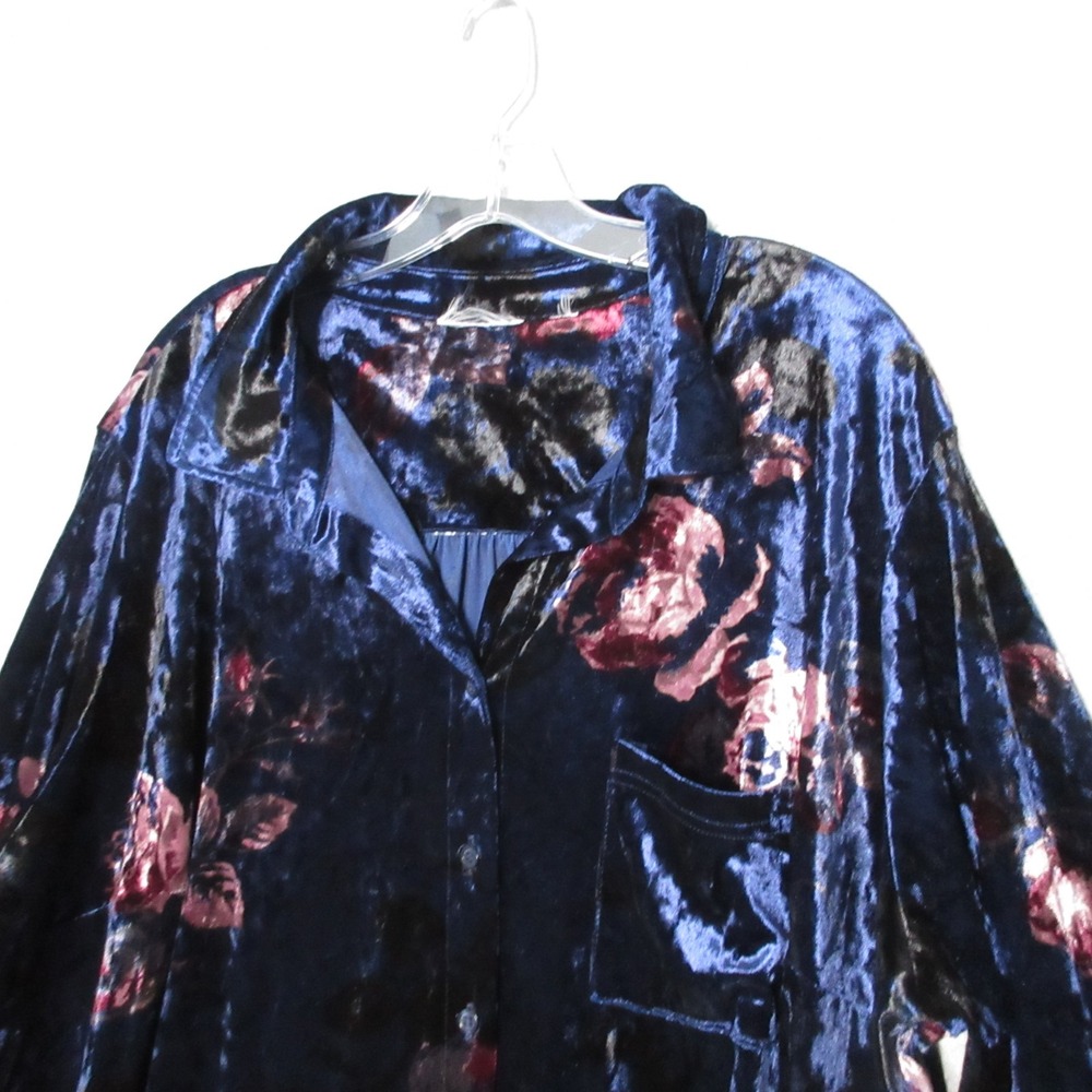 Belle By Kim Gravel Tunic Top Plus 3X Floral Velvet Big Shirt Pockets Whimsogoth